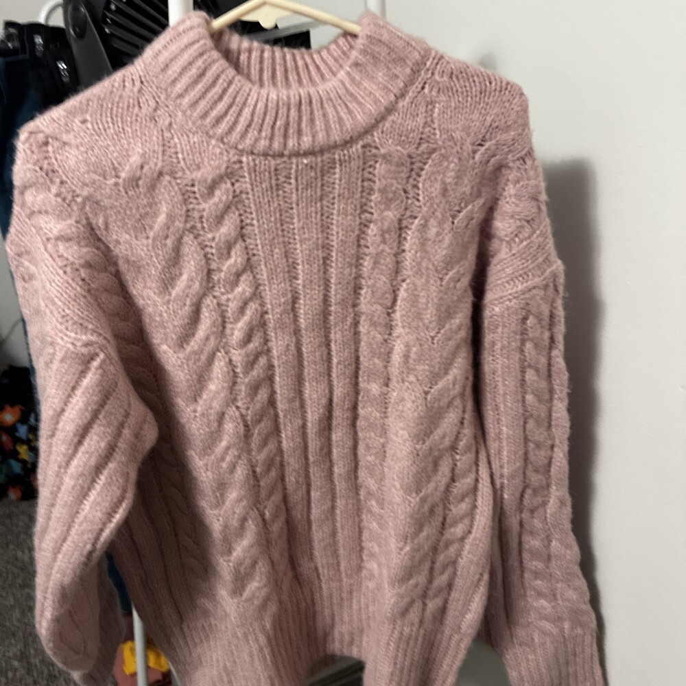 Women’s Sz Small A New Day Pink Cable Knit Sweater NWT